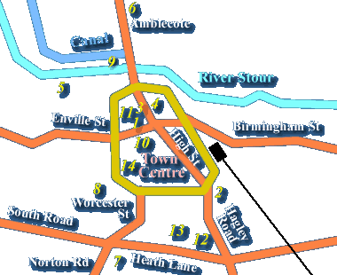 Map of Stourbridge town centre