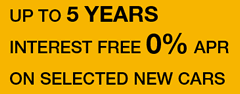 up to 5 years interest free on selected new cars