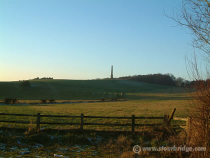 Hagley Monument, Wychbury Hill from top of Hagley Hill, near Stourbridge