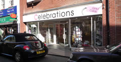 Outside view of Celebrations card and gift store