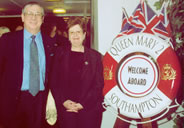 Kate and Neil of Stourbridge Travel at launch of the QM2