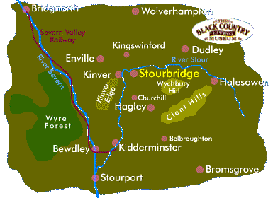 Map of area round Stourbridge